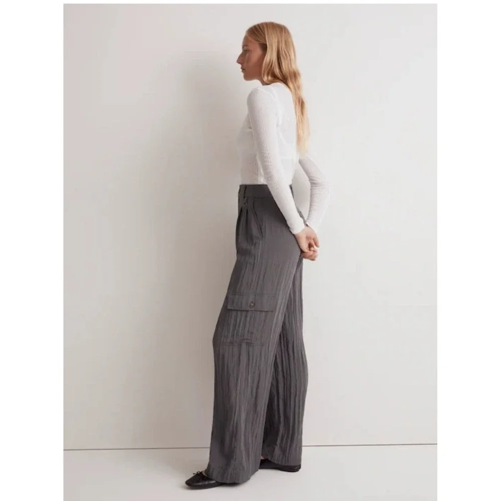 Madewell Women's Thunder Cloud The Harlow Wide Leg Cargo Pants Size 6 - Picture 3 of 13